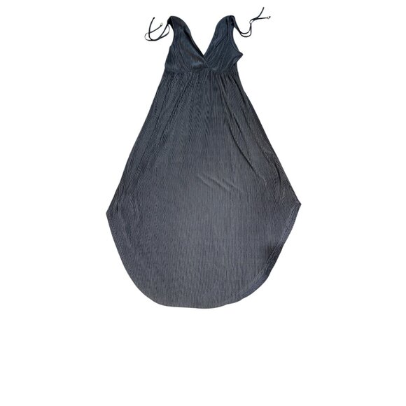 Sleeveless Black V-Neck Asymmetrical Hem Dress By J.Vini Made With Pleated - Picture 7 of 9